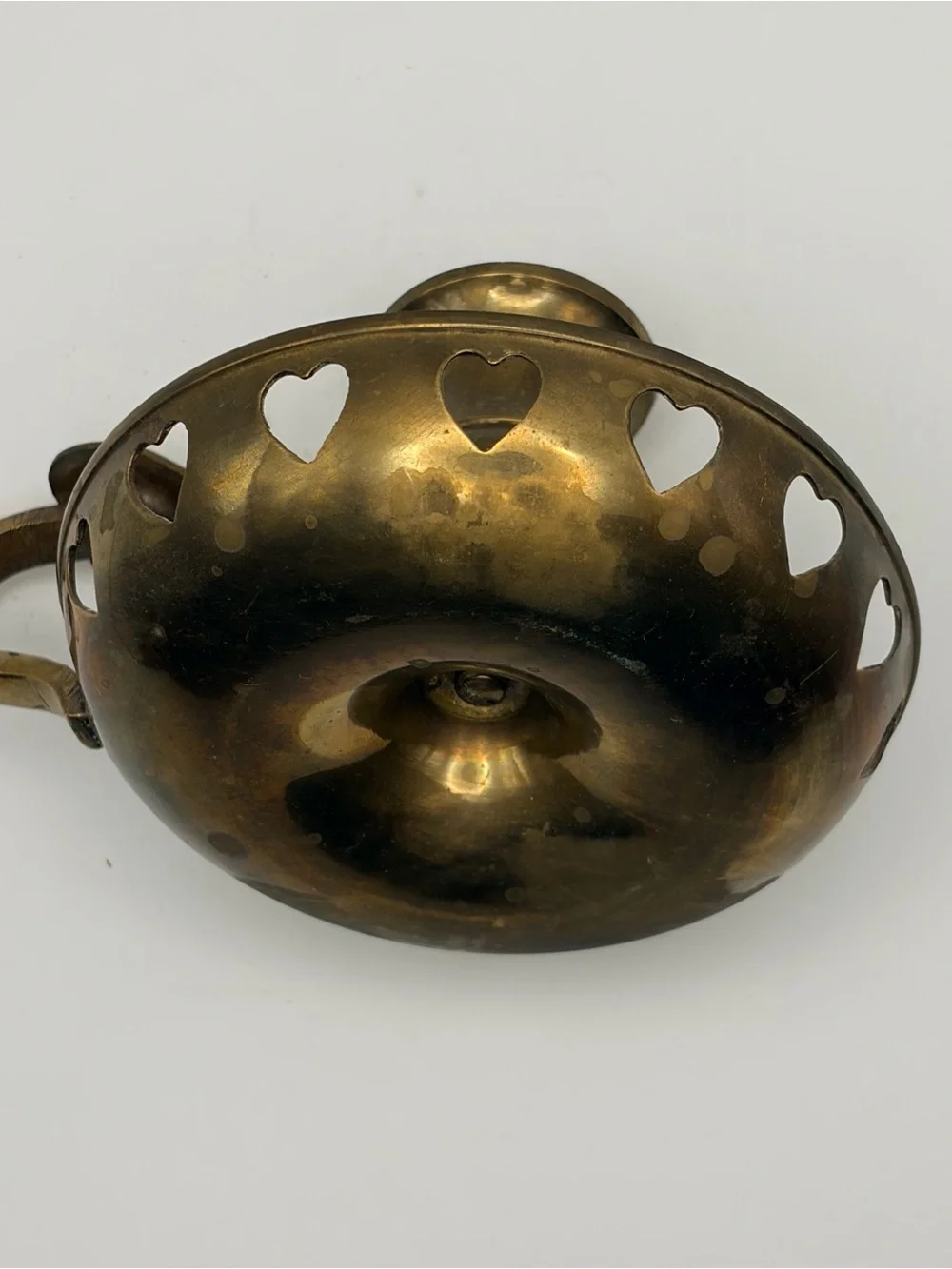Brass Heart Pierced Chamberstick Candle Holders - Brass